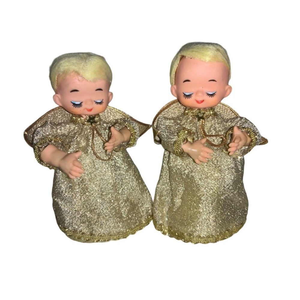 2  Cardboard Plastic Angels- Tabletop or Tree Toppers